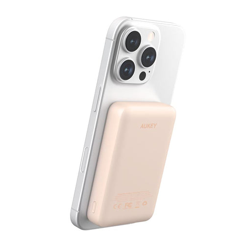 Aukey PB-MS04 Magfusion Slim 10K Magnetic Wireless Power Bank (Pink)