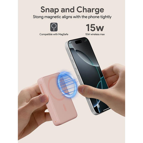 Aukey PB-MS04 Magfusion Slim 10K Magnetic Wireless Power Bank (Pink)