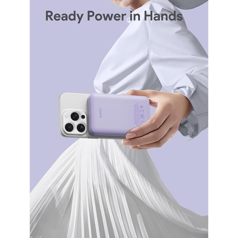 Aukey PB-MS04 Magfusion Slim 10K Magnetic Wireless Power Bank (Purple)