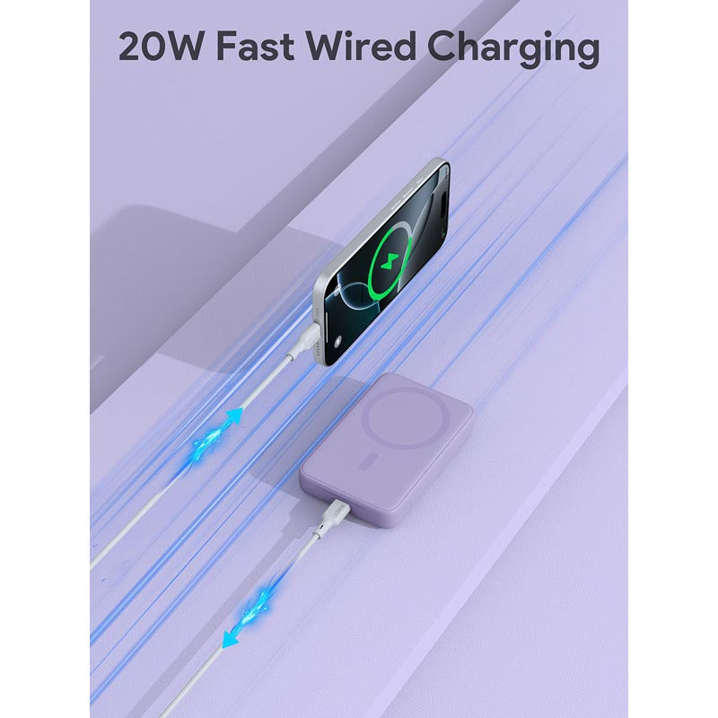 Aukey PB-MS04 Magfusion Slim 10K Magnetic Wireless Power Bank (Purple)