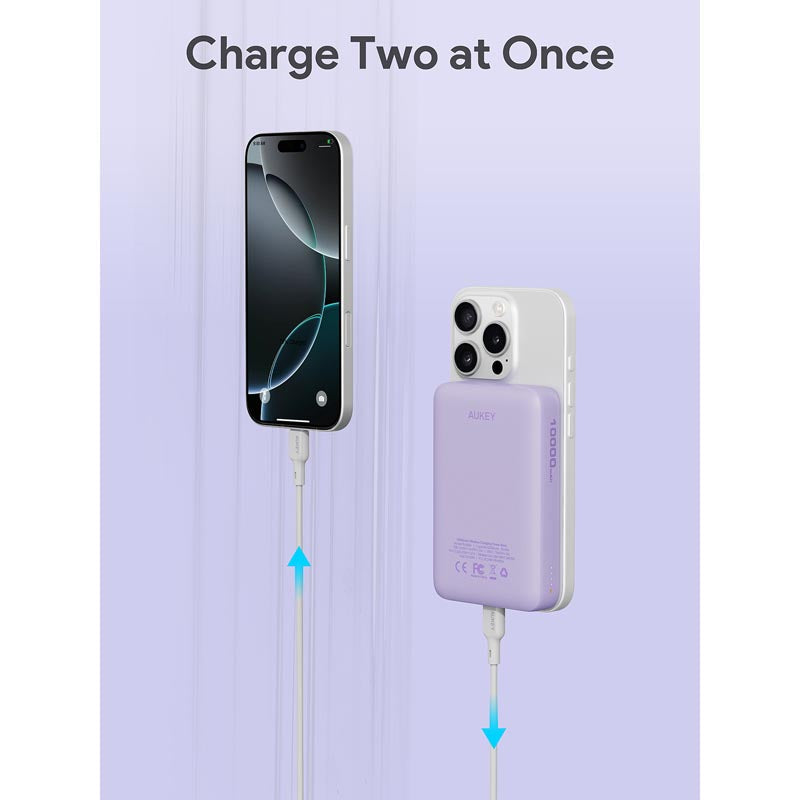 Aukey PB-MS04 Magfusion Slim 10K Magnetic Wireless Power Bank (Purple)