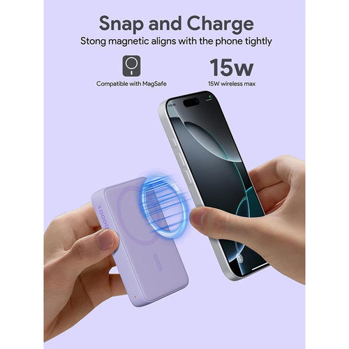 Aukey PB-MS04 Magfusion Slim 10K Magnetic Wireless Power Bank (Purple)
