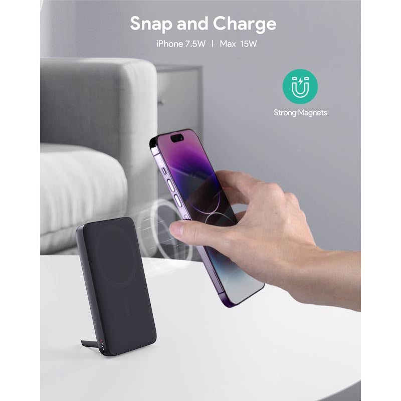 Aukey PB-MS05 6700mAh Qi2 Magnetic Wireless Charging Power Bank (Gray)