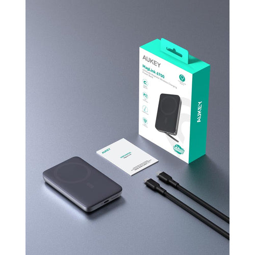 Aukey PB-MS05 6700mAh Qi2 Magnetic Wireless Charging Power Bank (Gray)