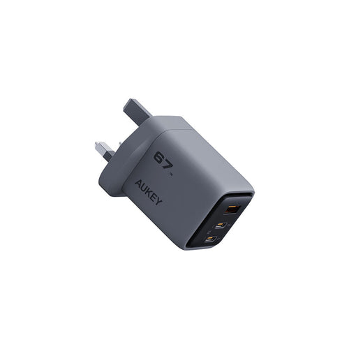 Aukey PA-C3 Comet Mix 3 67W Fast Charging Wall Charger with GaN Technology - Gray