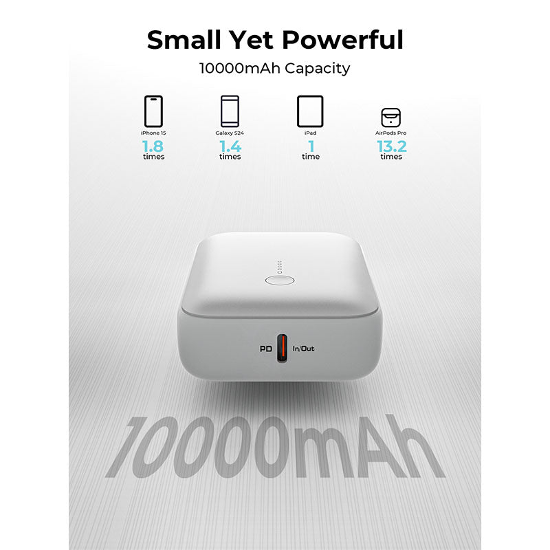 Aukey PB-Y55 Spark Mini 10000mAh Compact Fast Charging Power Bank with 20W PD (Frost White)