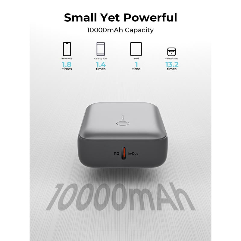 Aukey PB-Y55 Spark Mini 10000mAh Compact Fast Charging Power Bank with 20W PD (Grey)
