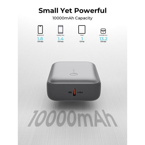 Aukey PB-Y55 Spark Mini 10000mAh Compact Fast Charging Power Bank with 20W PD (Grey)