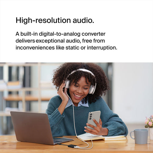 Belkin F7U081btBLK RockStar UB=SB-C Audio + Charge Adapter (Black)
