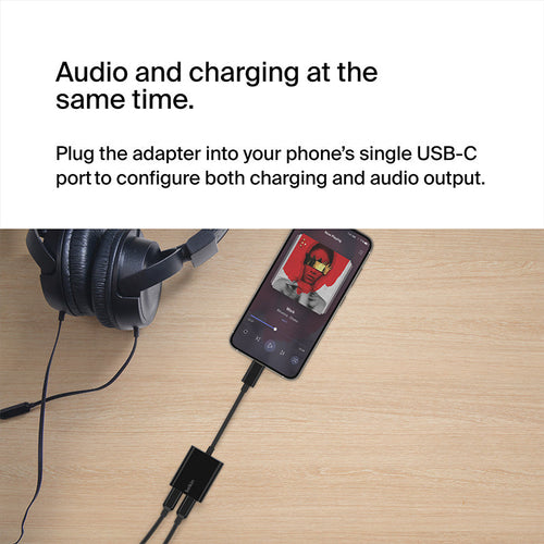 Belkin F7U081btBLK RockStar UB=SB-C Audio + Charge Adapter (Black)