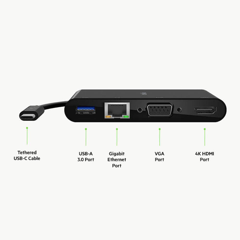 Belkin AVC004btBK USB-C 5-in-1 Hub Plus 100W