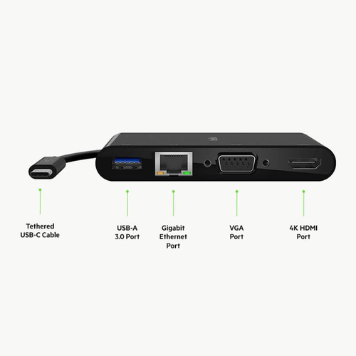 Belkin AVC004btBK USB-C 5-in-1 Hub Plus 100W