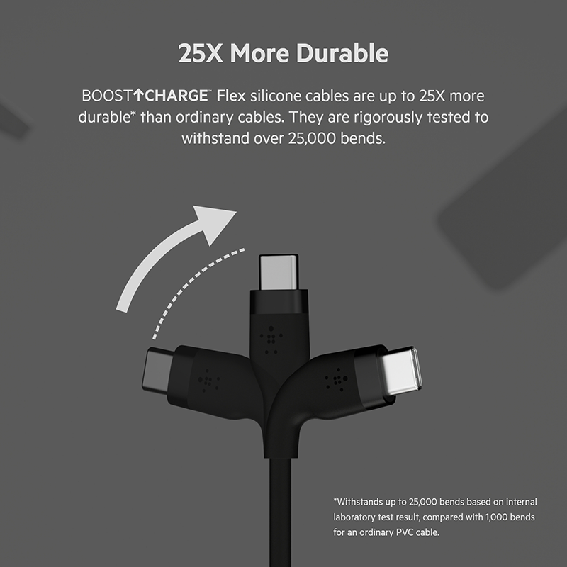 Belkin CAB009bt1MBK BoostCharge Flex USB-C to USB-C Cable (Black, 1M)