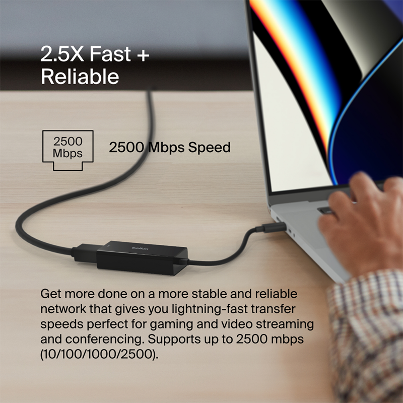 Belkin INC012btBK Connect USB-C to 2.5Gb Ethernet Adapter