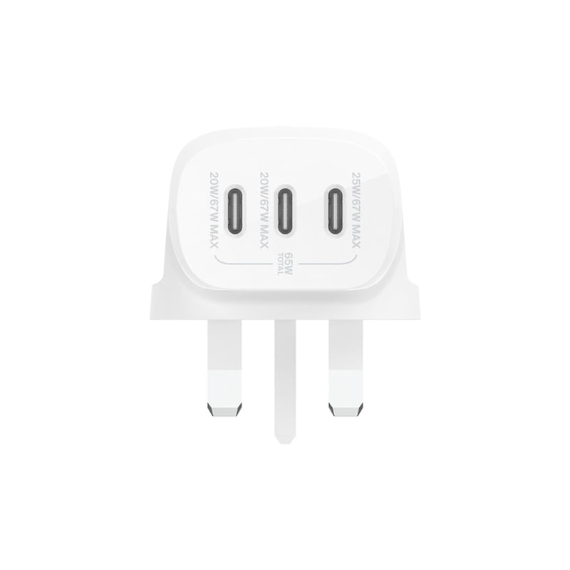 Belkin WCC002myWH BoostCharge 3 Port USB-C Charger with PPS 67W
