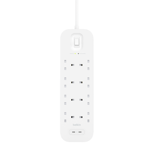 Belkin SRB004af2M-REV 8W 2M Surge Protector w 2 x USB-C