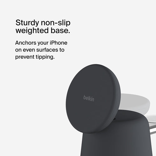 Belkin WIZ020btH36 BoostCharge Pro 2-in-1 Wireless Charging Dock with MagSafe 15W (Charcoal)