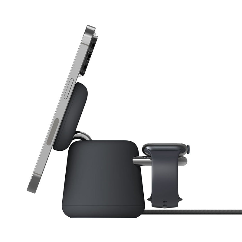Belkin WIZ020btH36 BoostCharge Pro 2-in-1 Wireless Charging Dock with MagSafe 15W (Charcoal)