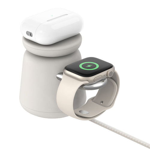 Belkin WIZ020btH37 BoostCharge Pro 2-in-1 Wireless Charging Dock with MagSafe 15W (Sand)