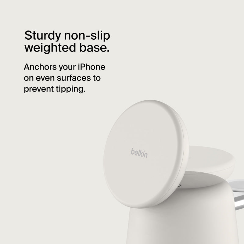 Belkin WIZ020btH37 BoostCharge Pro 2-in-1 Wireless Charging Dock with MagSafe 15W (Sand)