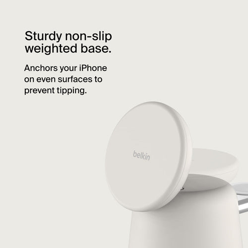 Belkin WIZ020btH37 BoostCharge Pro 2-in-1 Wireless Charging Dock with MagSafe 15W (Sand)