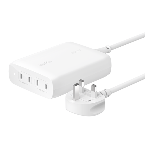 Belkin WCH015myWH 200W 4 Port USB C Charger (White)