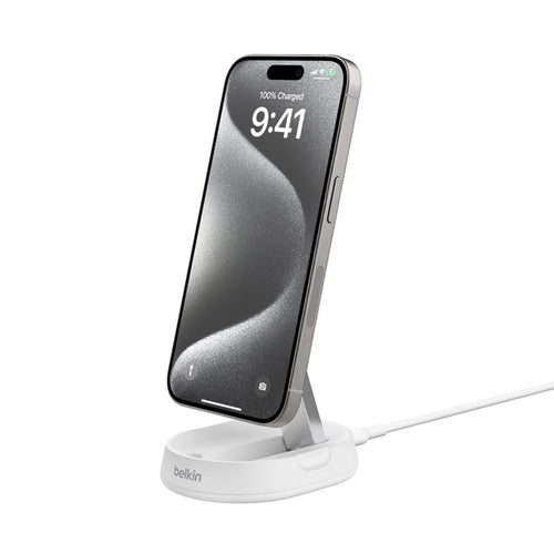 Belkin WIA008btWH Qi2 15W Wireless Charging Travel Stand (White)