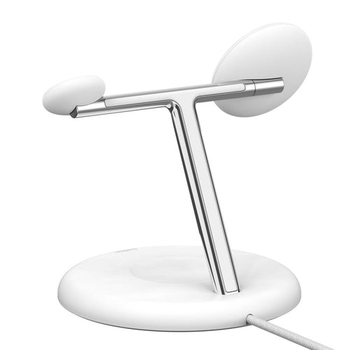 Belkin WIZ023myWH BoostCharge Pro 3-in-1 Magnetic Wireless Charging Stand with Qi2 15W (White)