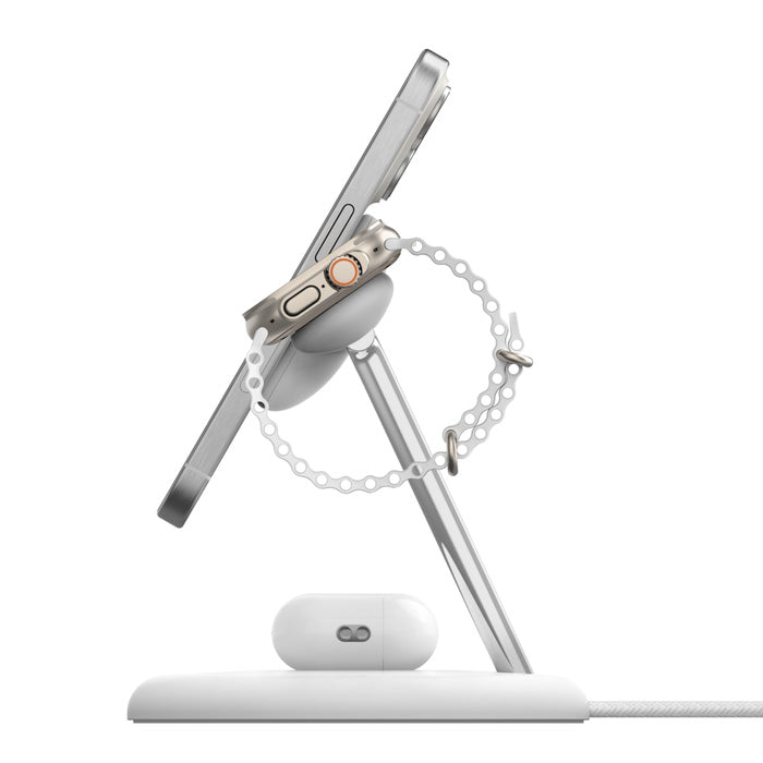 Belkin WIZ023myWH BoostCharge Pro 3-in-1 Magnetic Wireless Charging Stand with Qi2 15W (White)