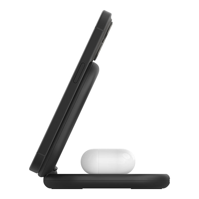 Belkin WIZ028qcBK BoostCharge 2-in-1 Magnetic Foldable Wireless Charger with Qi2 15W (Black)