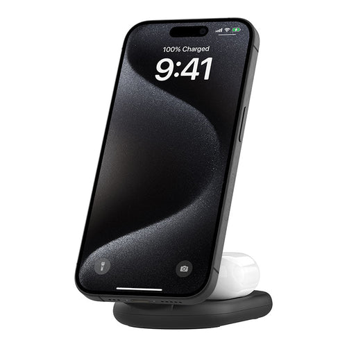 Belkin WIZ028qcBK BoostCharge 2-in-1 Magnetic Foldable Wireless Charger with Qi2 15W (Black)