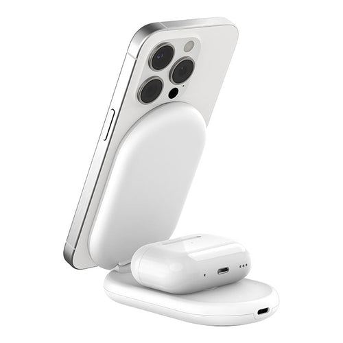 Belkin WIZ028qcWH BoostCharge 2-in-1 Magnetic Foldable Wireless Charger with Qi2 15W (White)