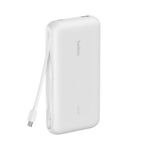 Belkin BPB024fqWH BoostCharge Power Bank 20K with Integrated Cable (White)