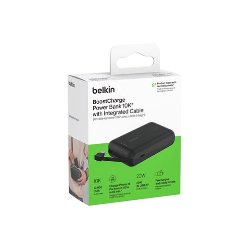 Belkin BPB021fqBK BoostCharge Power Bank 10K with Integrated Cable (Bl   Challenger Singapore
