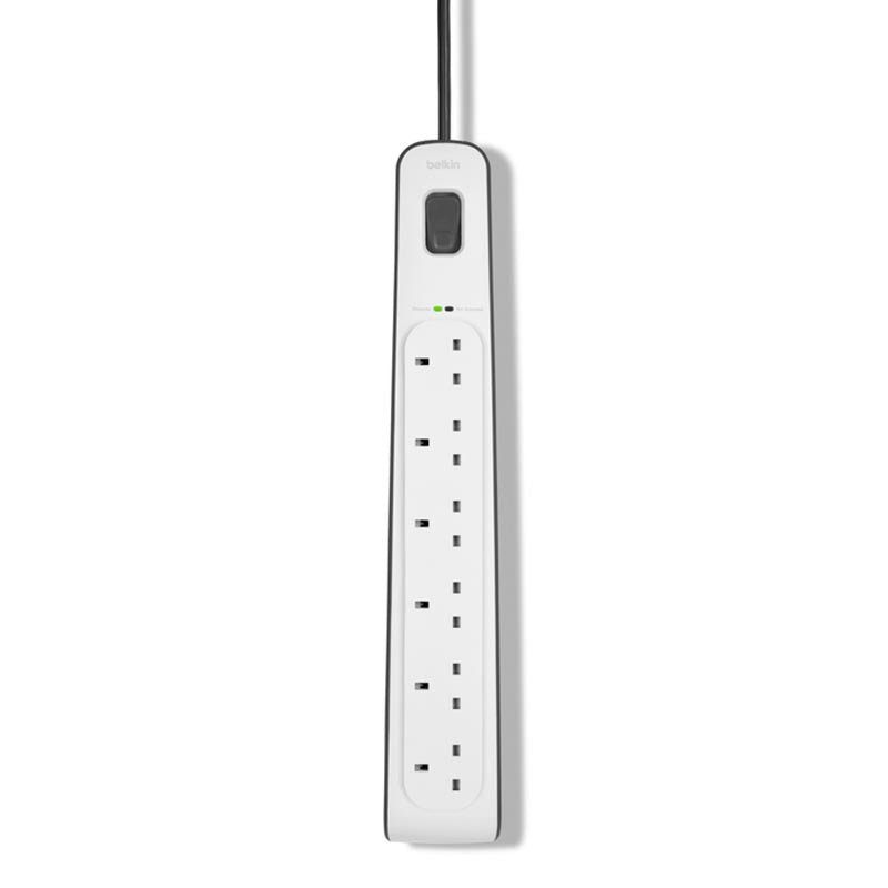 Belkin BSV603af2M 6Way 2M Surge Protection Strip (White)