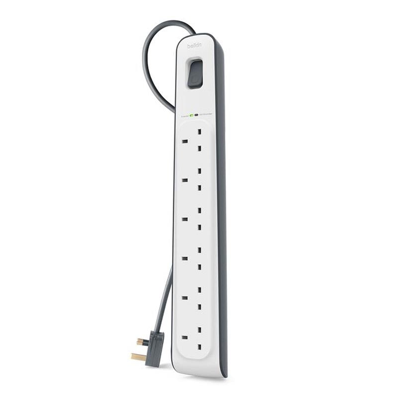 Belkin BSV603af2M 6Way 2M Surge Protection Strip (White)
