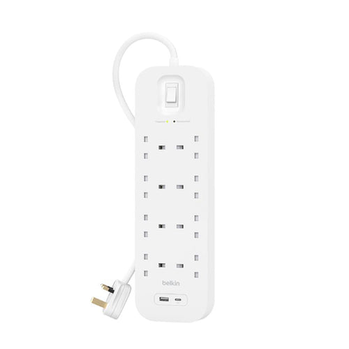 Belkin SRB003af2M 8Way 2M Surge Protection Strip with USB A + C