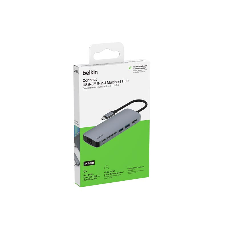 Belkin AVC008fqSGY-V2 USB-C 6-in-1 Multiport Dock W 4K