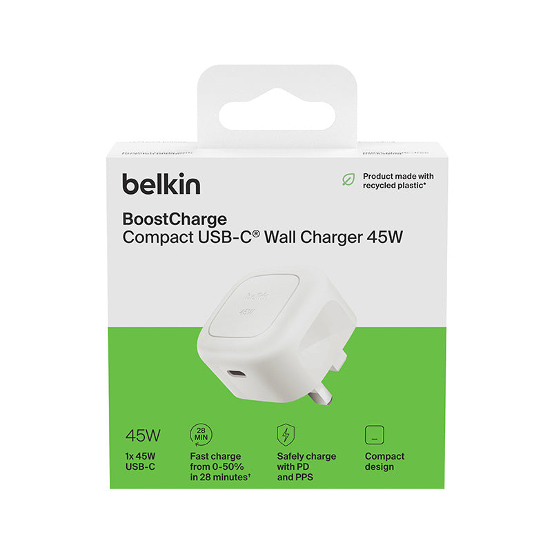 Belkin WCA013myWH BoostCharge Compact PD45W USB-C Charger