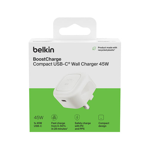 Belkin WCA013myWH BoostCharge Compact PD45W USB-C Charger