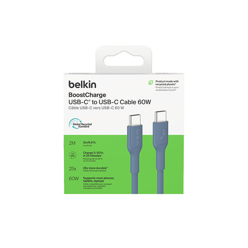 Belkin CAB023fq2MBL BoostCharge USB-C to USB-C 60W 2M 2.0 Cable (Blue)