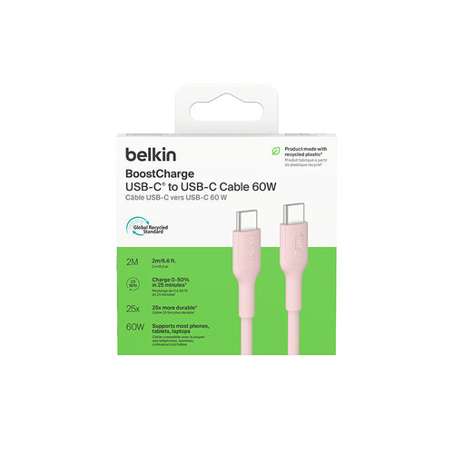 Belkin CAB023fq2MPK BoostCharge USB-C to USB-C 60W 2M 2.0 Cable (Pink)