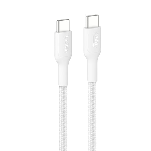 Belkin CAB025fq2MWH BoostCharge Pro USB-C to USB-C 240W 2M 2.0 Braided Cable (White)