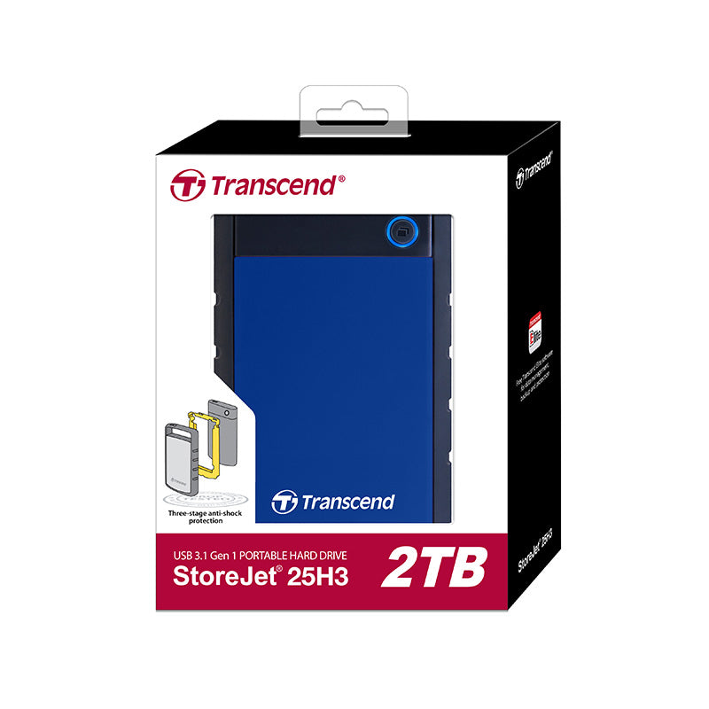 Transcend StoreJet 25H3 Portable HDD 2TB (Blue) – Challenger Singapore