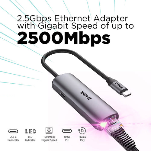 D-Link DUB-E255 USB-C to 2.5G Ethernet Adapter