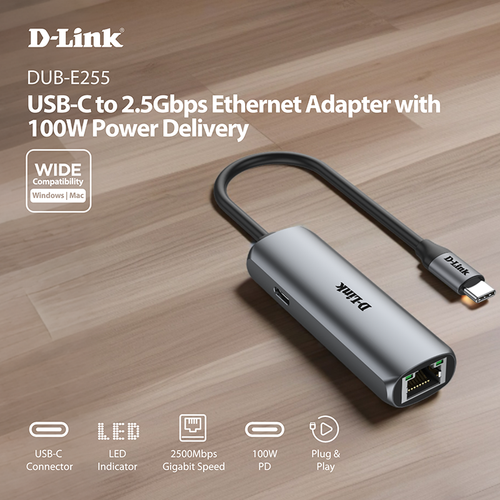 D-Link DUB-E255 USB-C to 2.5G Ethernet Adapter