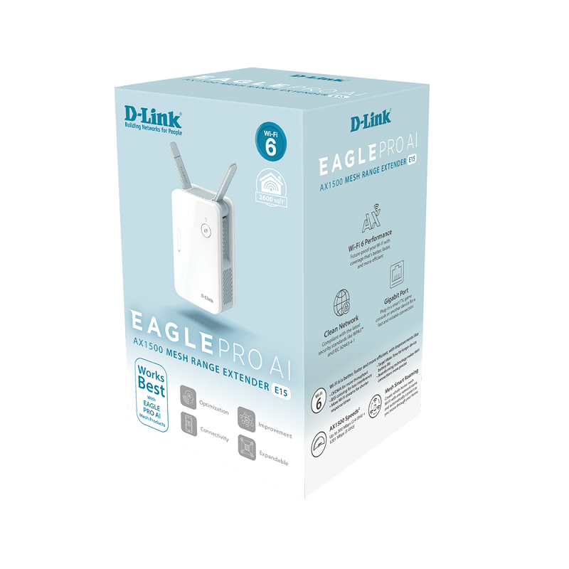 D-Link E15 AX1500 Eagle Pro AI Wi-Fi 6 Range Extender