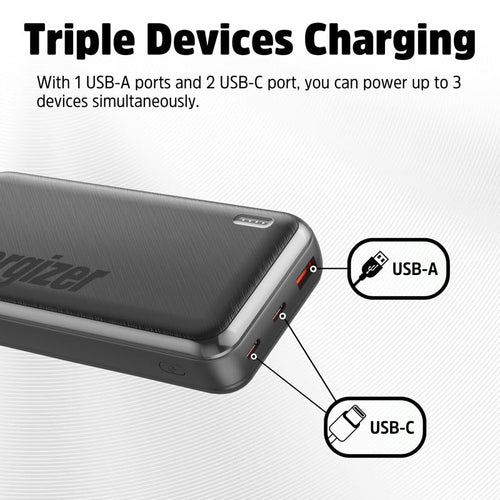Energizer UE20055PQ 20000mAh Fast Charging Power Bank (Black)