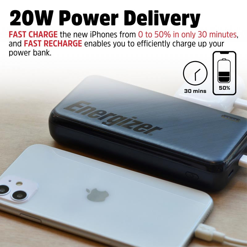 Energizer UE20055PQ 20000mAh Fast Charging Power Bank (Black)