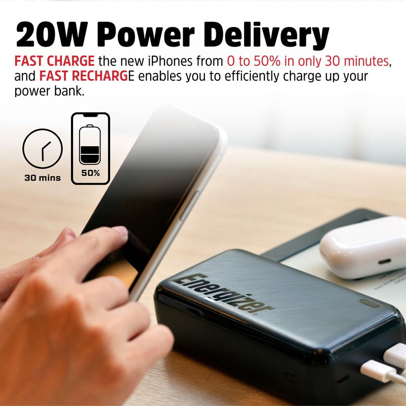 Energizer UE30055PQ 30000mAh Fast Charging Power Bank (Black)